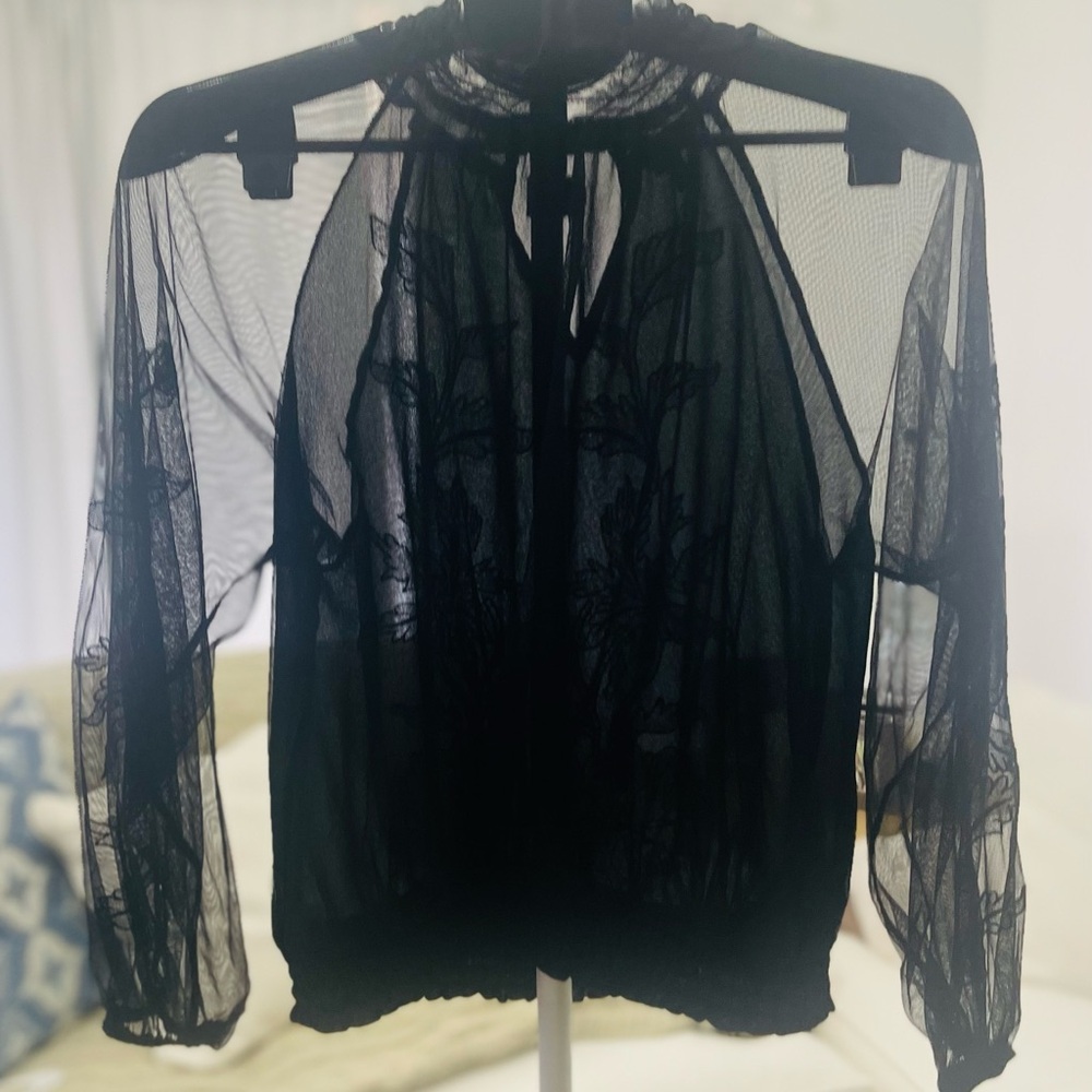 Guess Black Sheer Blouse